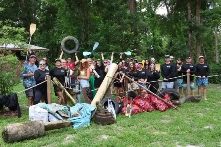 Volunteers Standing Behind Santa Fe River cleanup
